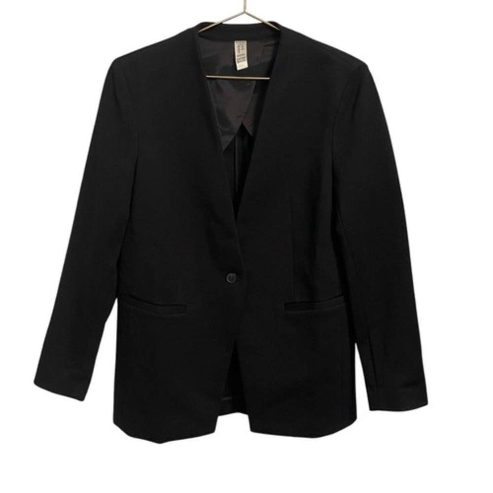Spanx The Perfect Oversized Blazer Black Collarless Ponte Knit Jacket Small S